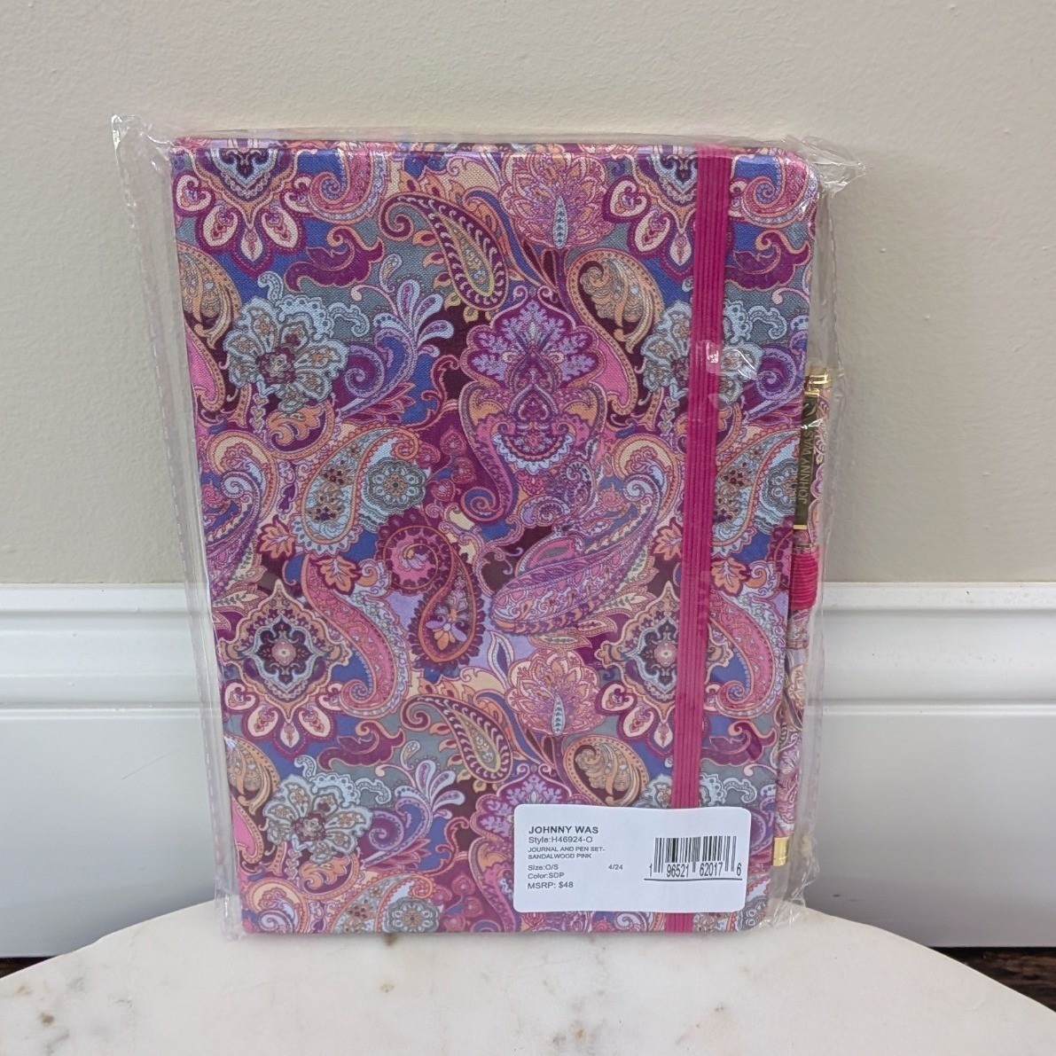 New Johnny Was Journal and Pen Set Sandalwood Pink Paisley Boho H46924-O $48
