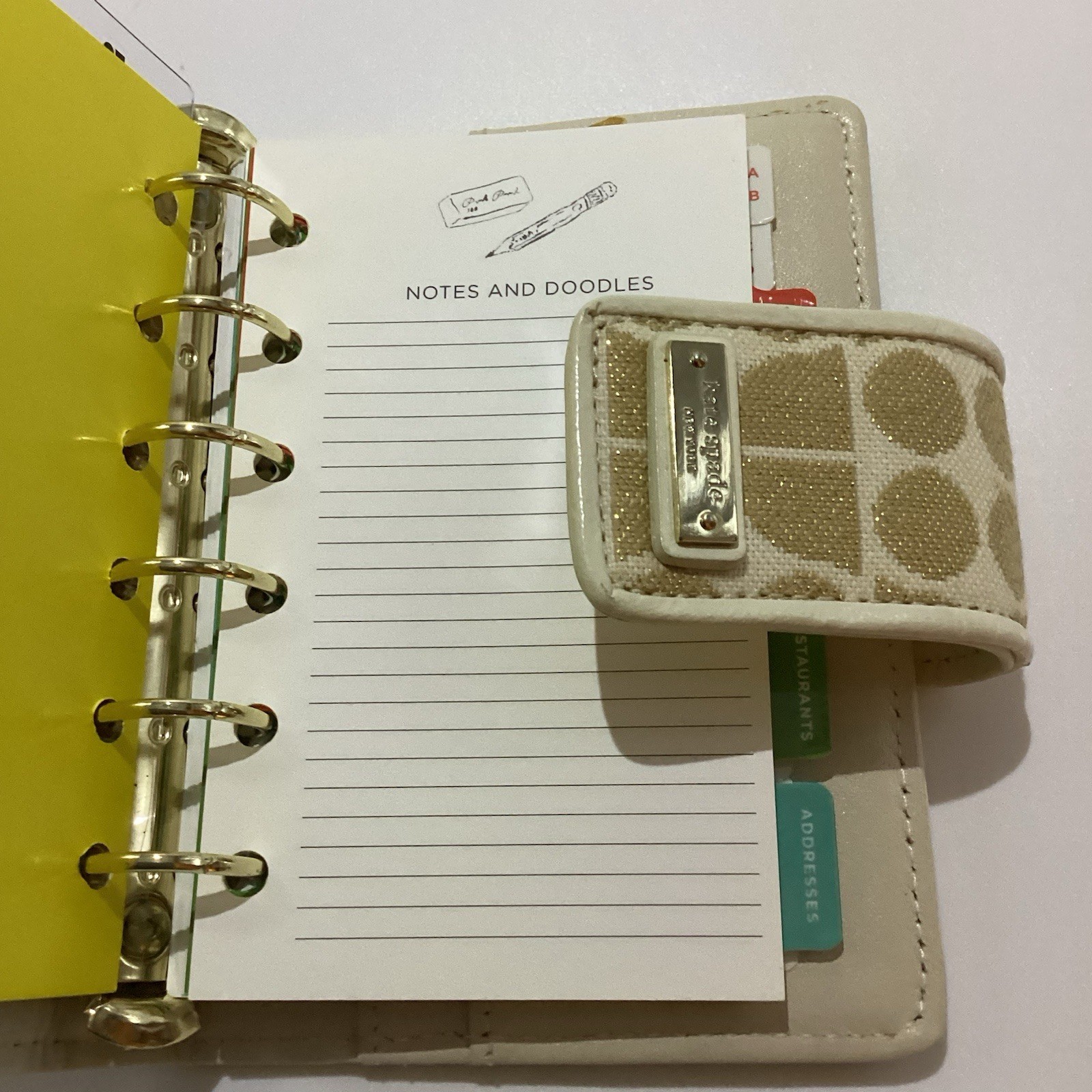KATE SPADE NOEL PLANNER AGENDA ORGANIZER ADDRESS BINDER CREAM GOLD GLITTER NEW