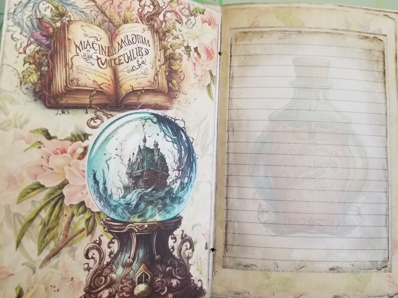 Junk Journal Booklet “WIZARD SCHOOL” Vintage HANDMADE Cards, Pockets, Ephemera,
