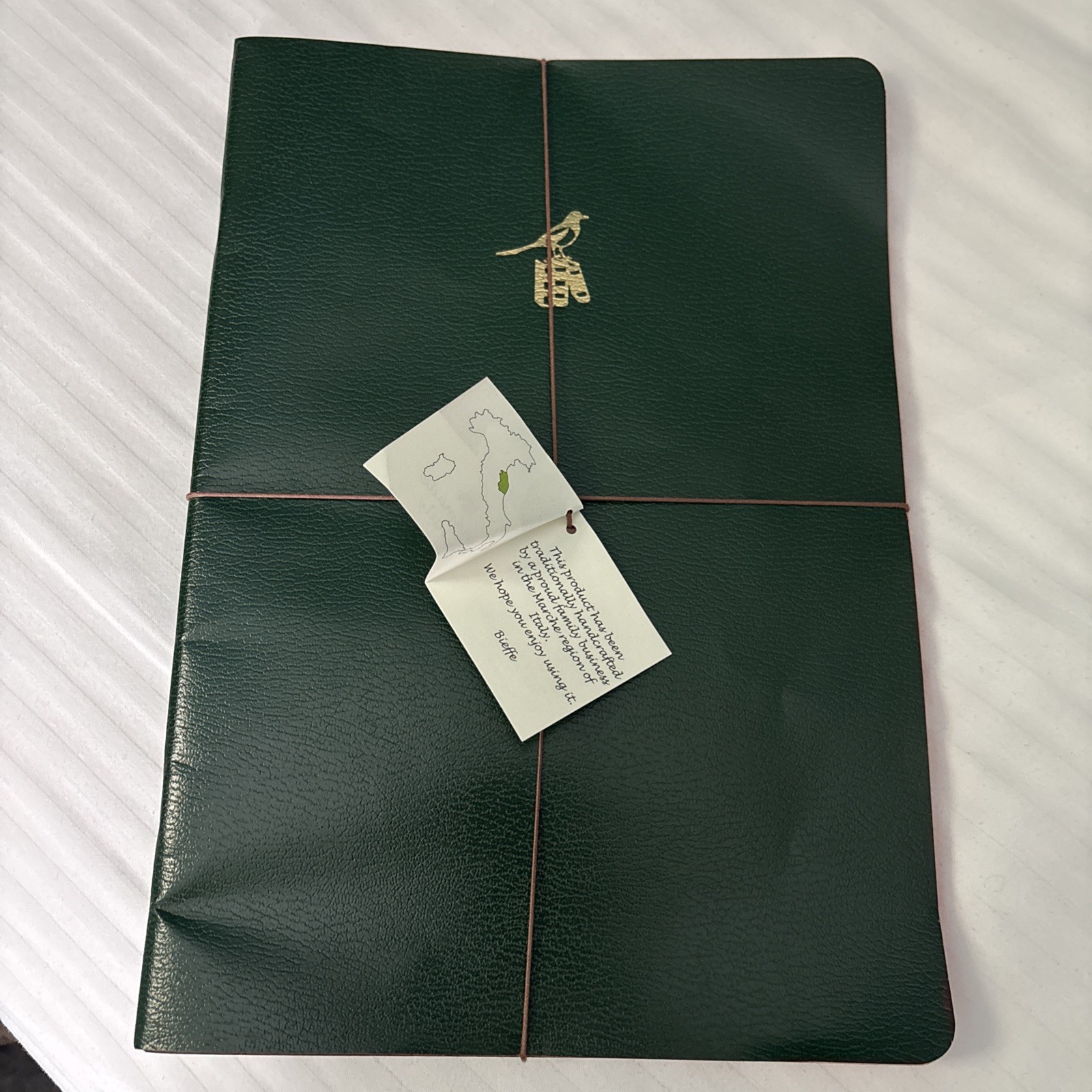 Lot Of Two (2)-Bieffe Green leather Notebooks made in Italy -8 x 11.5-NWT