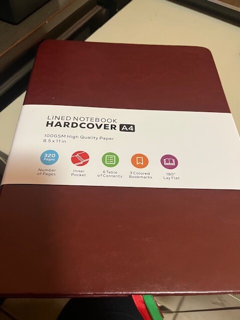 A4 Lined Notebook Hardcover Burgundy100GSM High Quality Paper 8.5 x 11 In 320 Pg