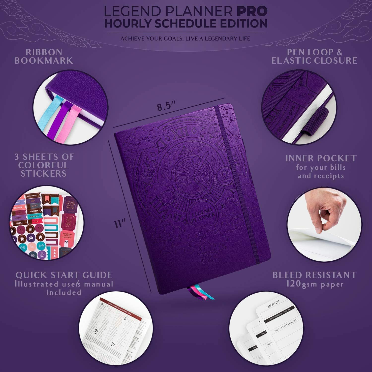 Legend Planner PRO Hourly Schedule Edition – Deluxe Weekly & Daily Organizer …