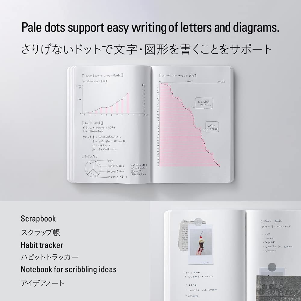 Nitoms S4152 STALOGY Notebook, 1/2 Ear, A5, Dot Square, Red red