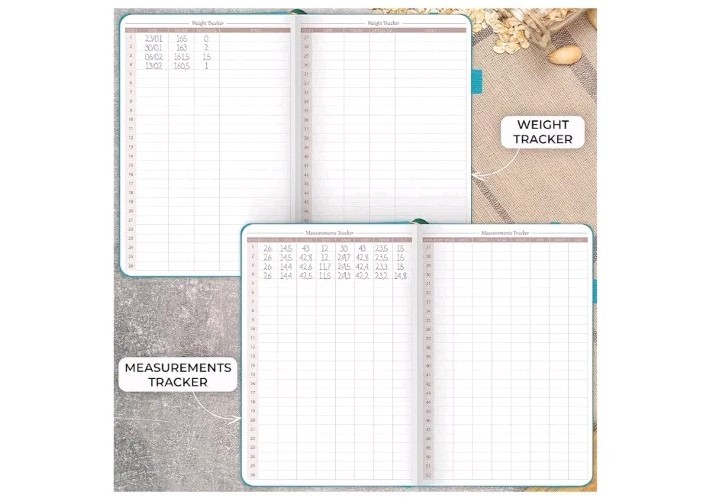 Legend Planner A5 Meal Planner Mystic Blue Faux Leather Habit & Weight Tracker