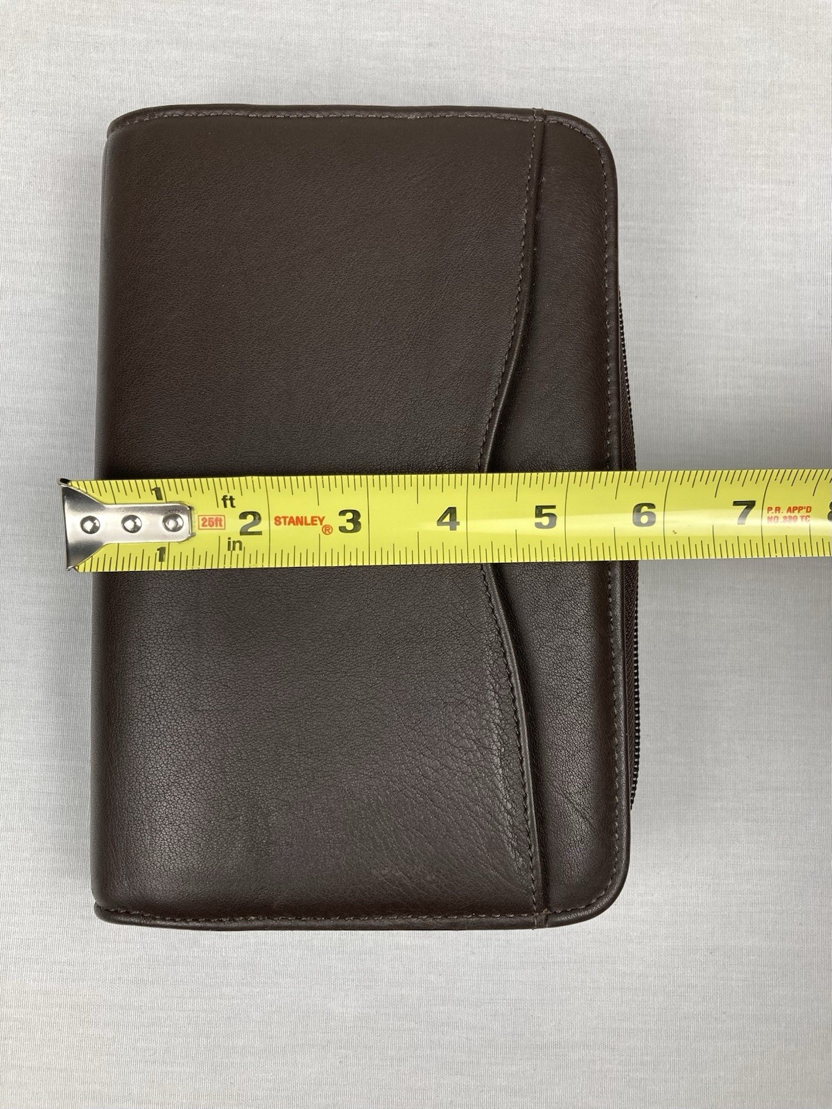 VTG DAY-TIMER BROWN LEATHER 6 RING PLANNER ORGANIZER 8” X 5.5” FRONT POCKET VGC!