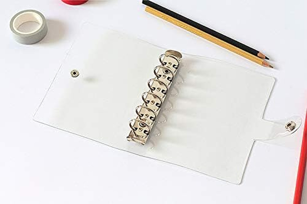 A7 Binder 6 Ring Budget Binder Clear PVC Planner Cover Notebook Shell for Organi