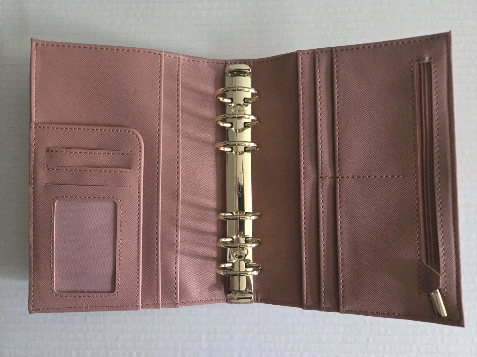 Print Pression Personal Size Planner W/ Elastic Closure In Coral/Salmon