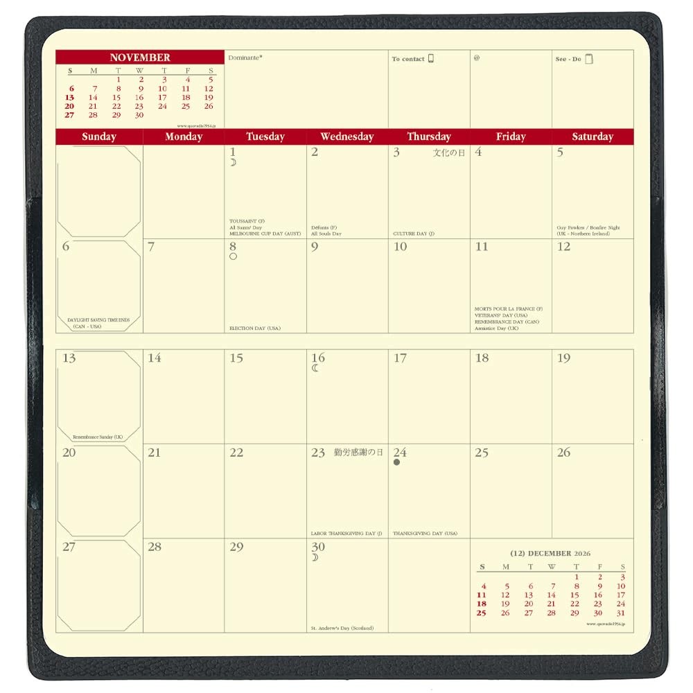 QUO VADIS Planner Diary, Ivory Paper, qv666rech-pe