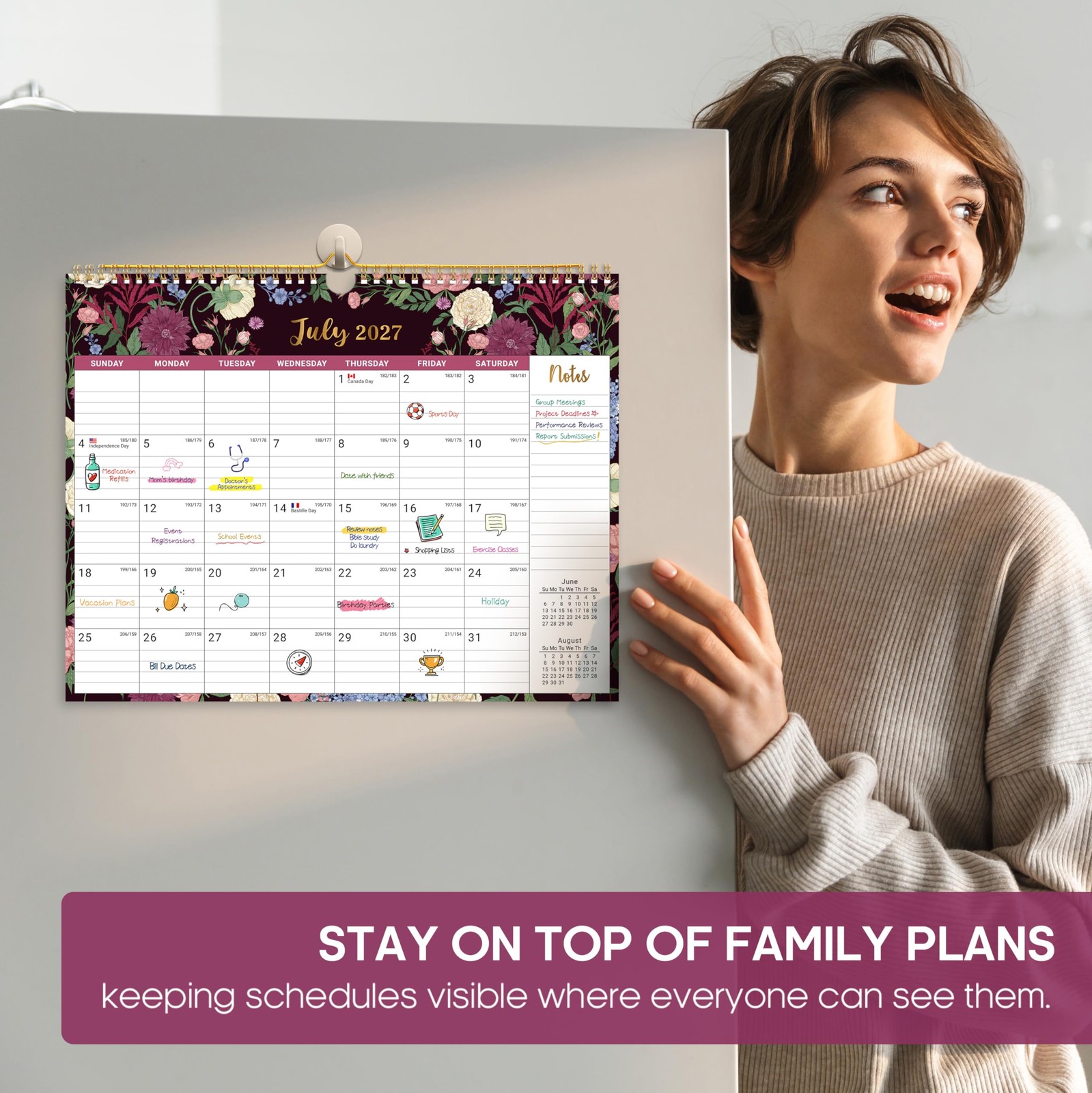 Calendar 2026-2027, 21-Month Wall New(Apr 2026–Dec 2027), a-Midnight Garden
