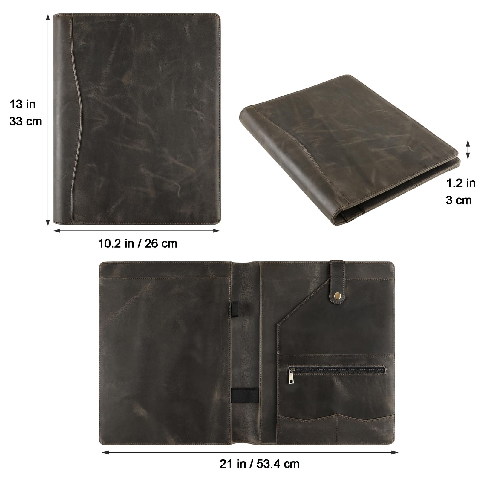 Personalized Leather Padfolio for Lefty, Business Portfolio Binder with Notepad