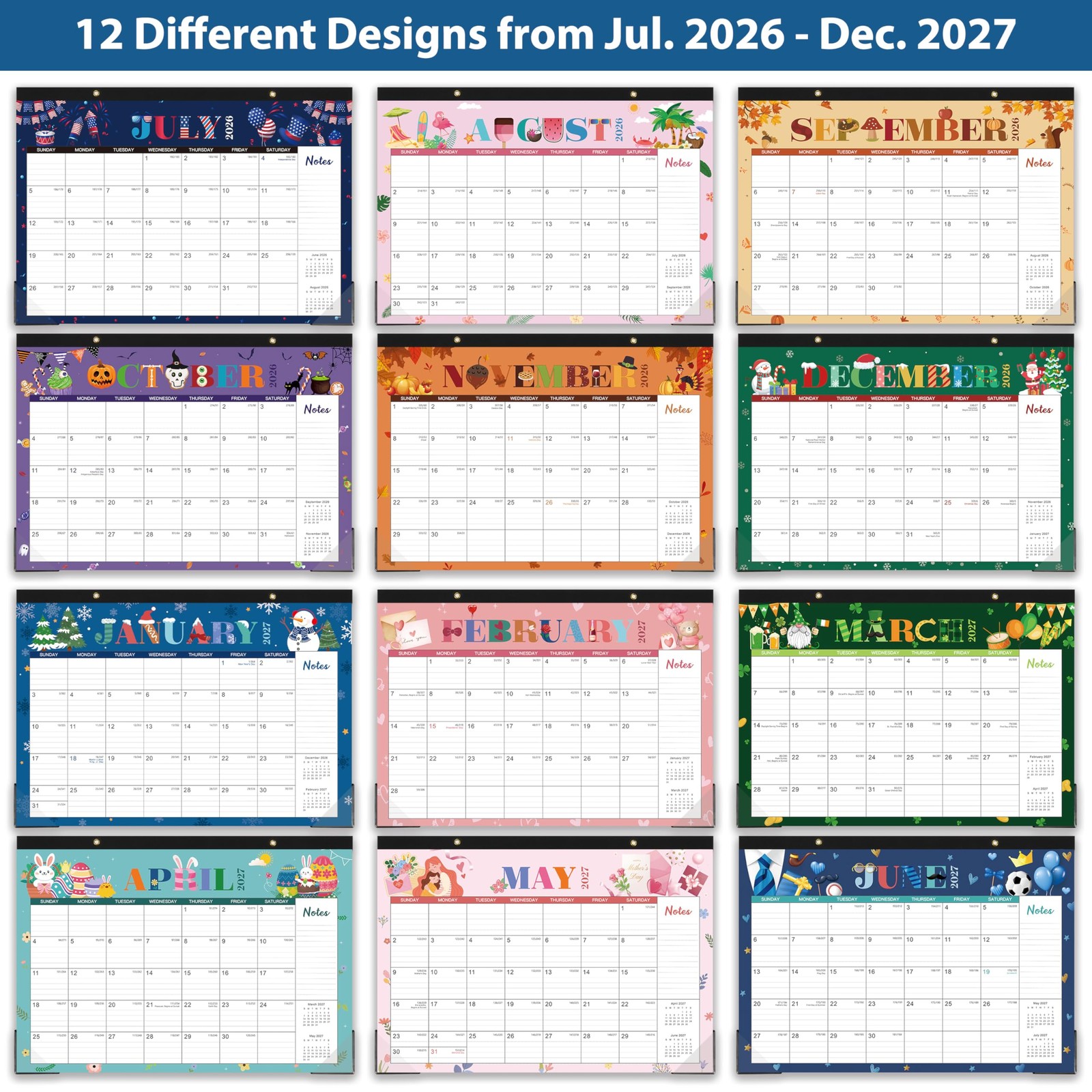 Desk Calendar 2026-2027 – from July 2026 to December…