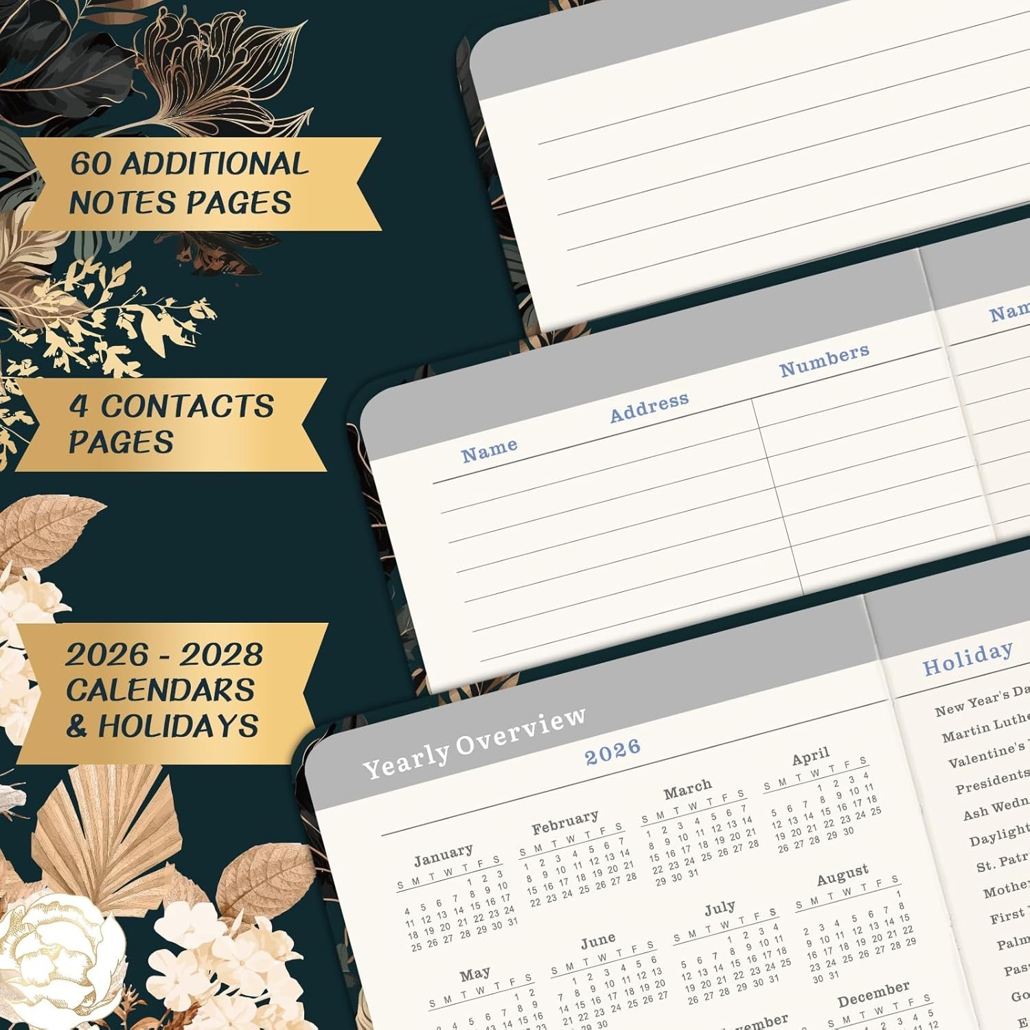 2026-2028 Monthly Pocket Planner – Compact Organizer with Pen Holder, 6.4″x3.8″