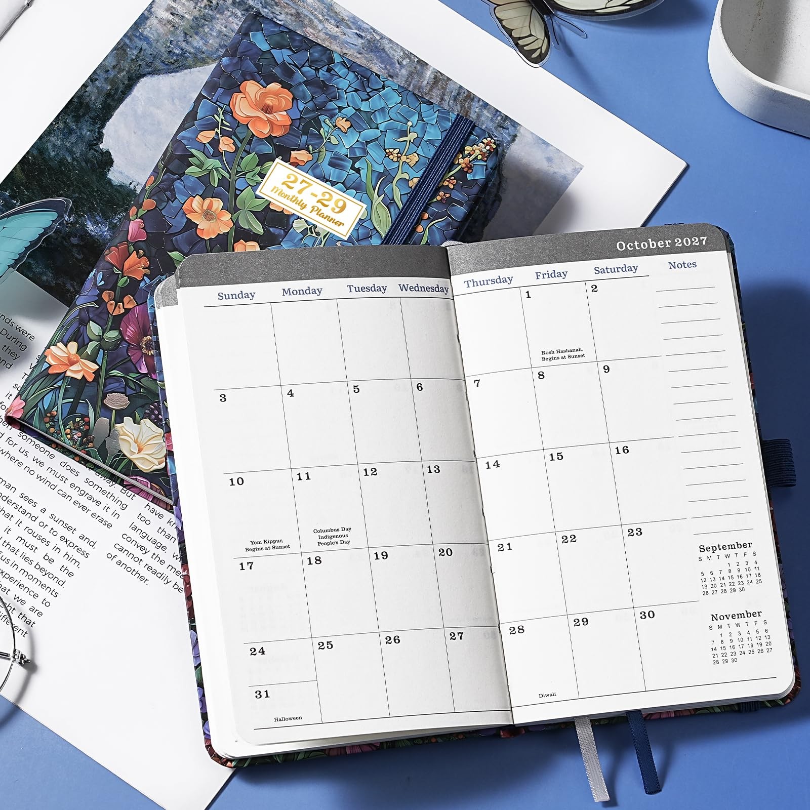 2027-2029 Pocket Planner Calendar 3 Year Monthly 6.3 x 3.7 Inner Pen Holde