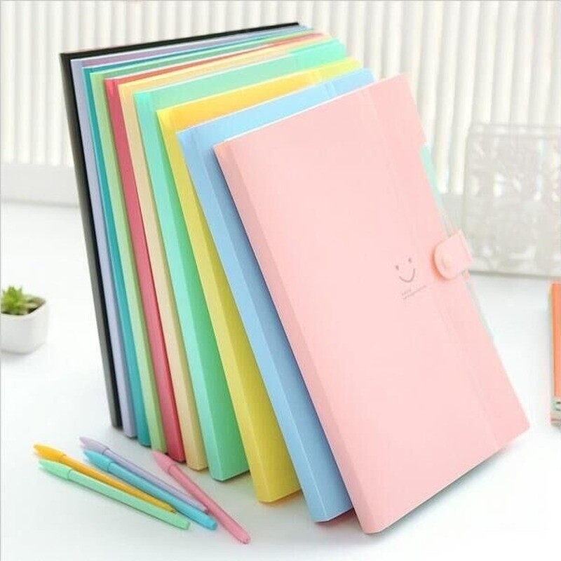 A4 Document Bag File Folder Paper Clip Smile Pocket Office Supplies