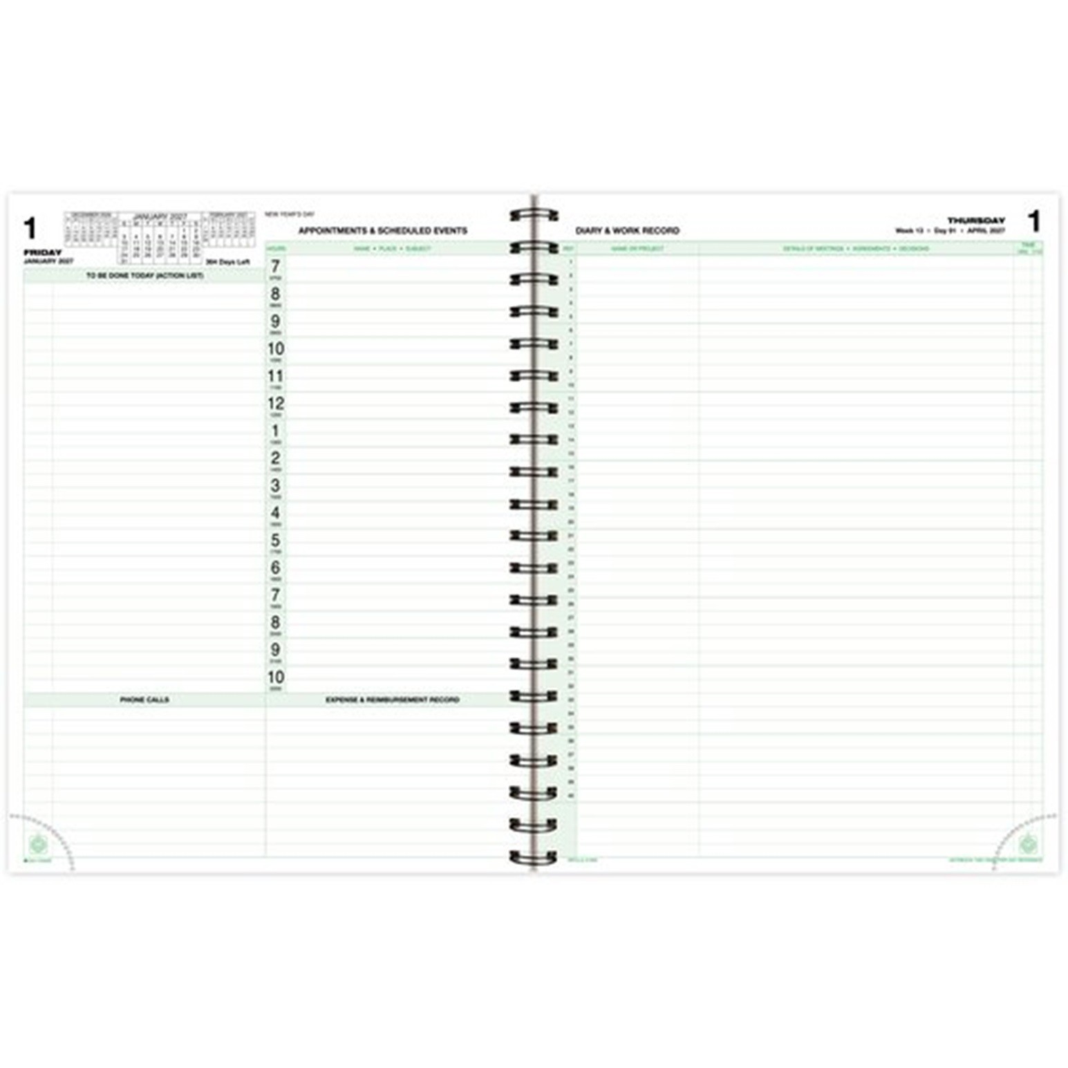 Day-Timer Jan-Dec 2027 Two Page/Day Reference Planner Refill, Notebook, 8.5×11