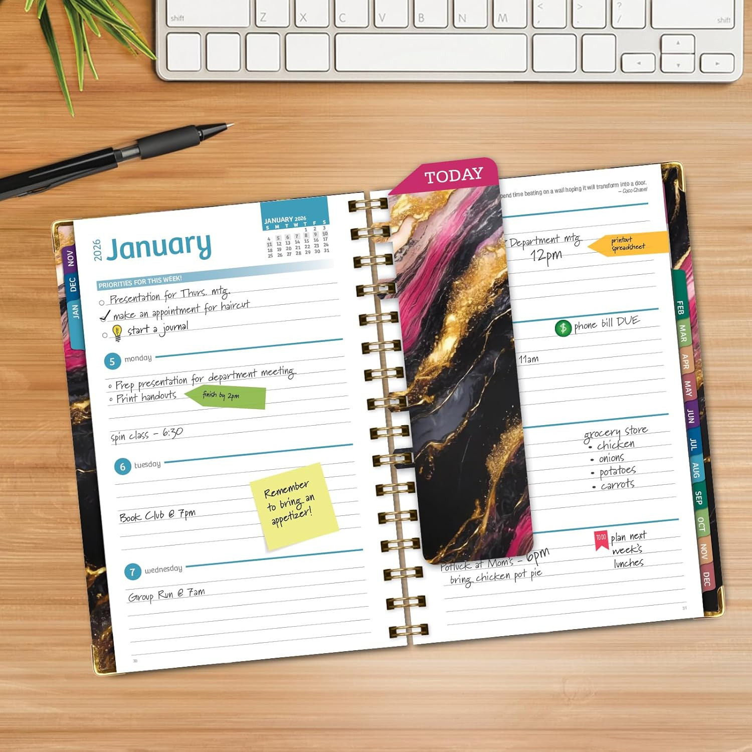 HARDCOVER 2026 Planner, 5.5″X8″: 14 Months (November 2025 – December 2026), Dail