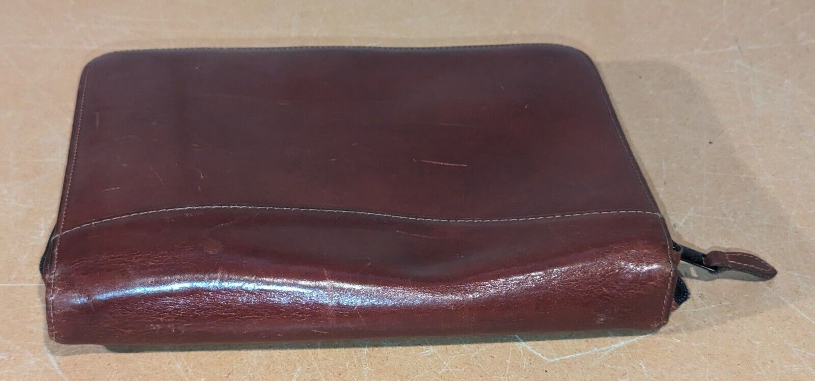 Vintage Scully leather zippered small 8X10 portfolio organizer Rustic Brown