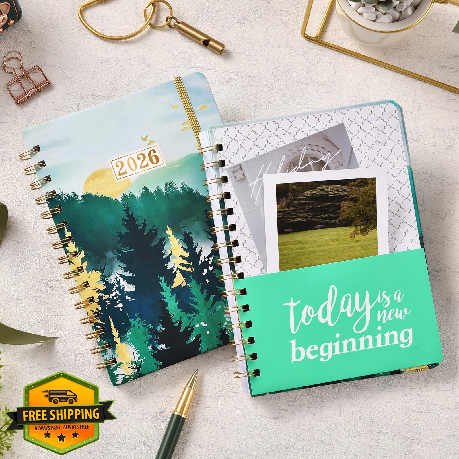 Vindora 2026 Planner 6.4″ x 8.5″ Gold