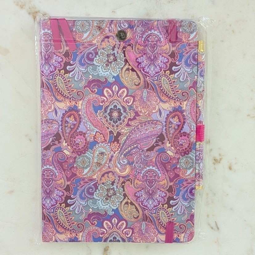 New Johnny Was Journal and Pen Set Sandalwood Pink Paisley Boho H46924-O $48