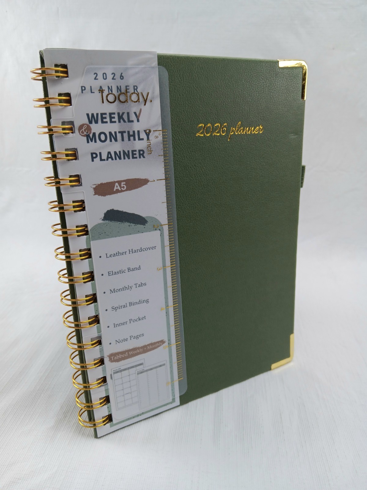 2026 Planner, Weekly and Monthly Planner A5, Green, 6×9