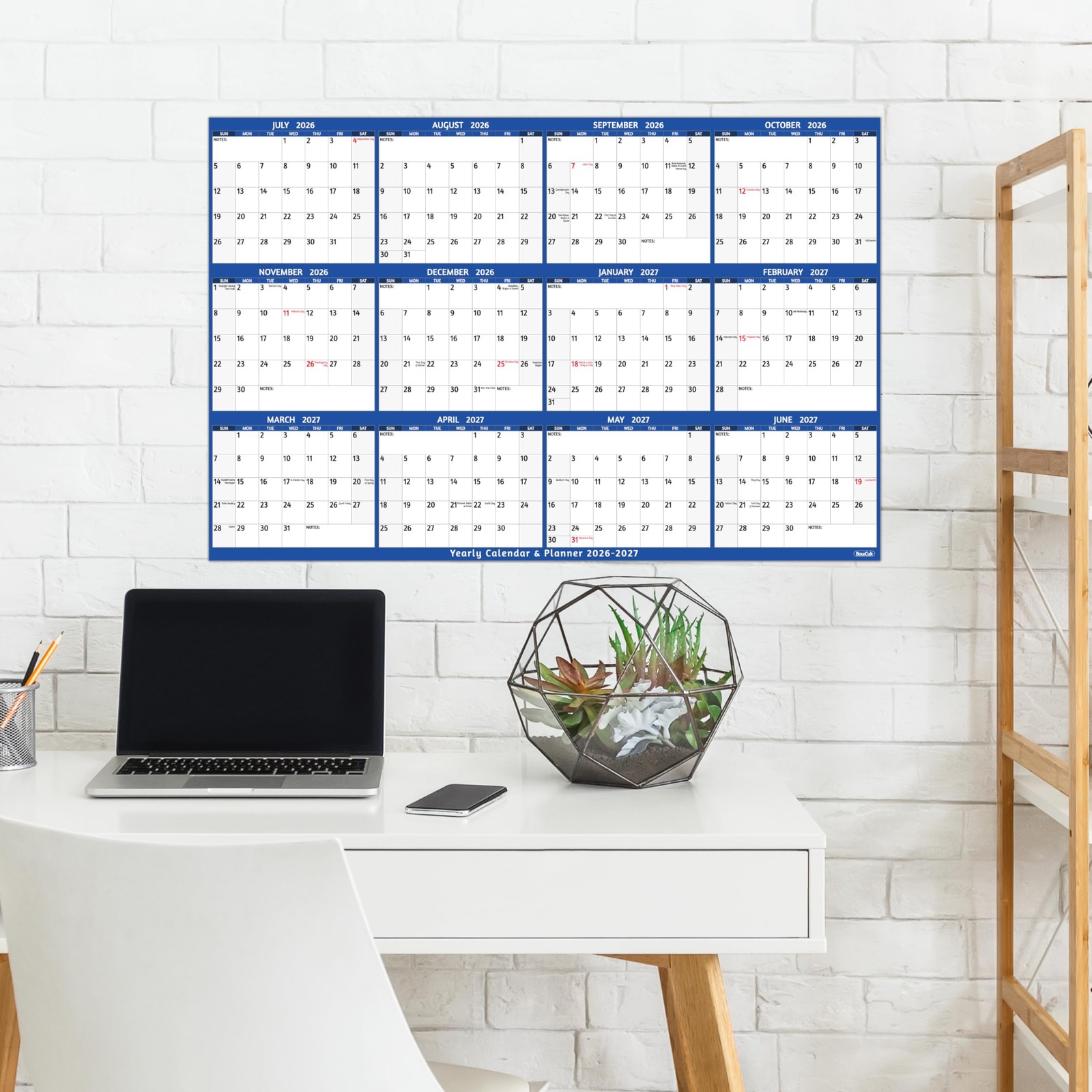 2026-2027 Dry Erase Calendar – Large Yearly Wall calendar, 38.2” x 25.2”,…
