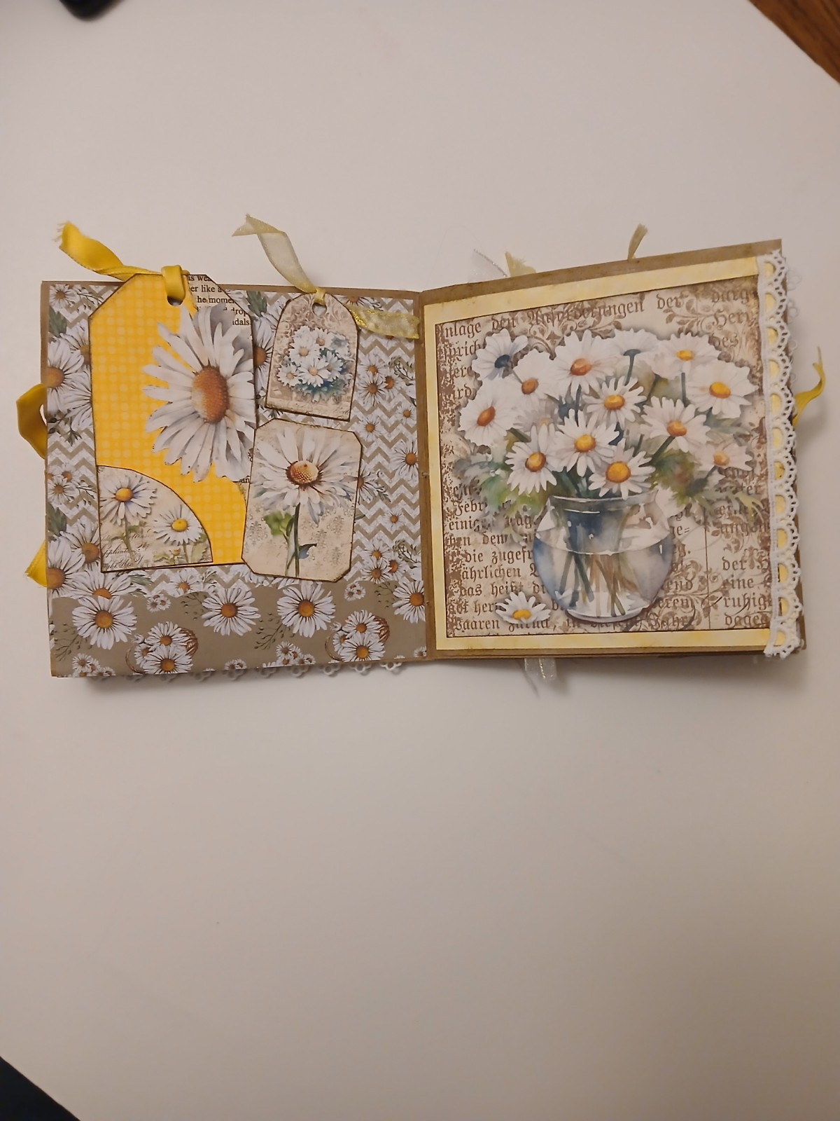 Handmade Daisy Summer Unique Paper Lunch Bag Junk Journal Ooak
