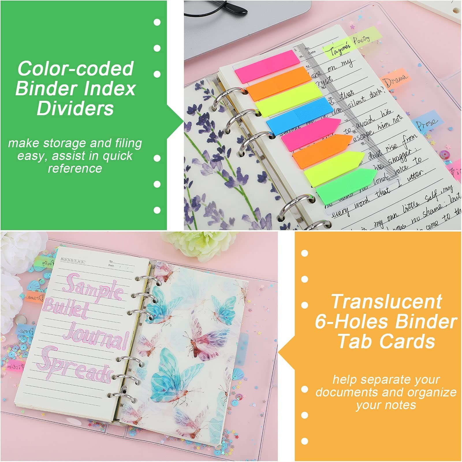 A6 Refill Paper set, 6 Plastic Binder inserts, 2 A6 Lined Refill Paper, 2 Bin…