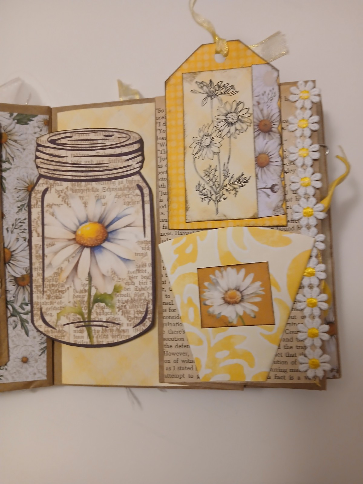 Handmade Daisy Summer Unique Paper Lunch Bag Junk Journal Ooak