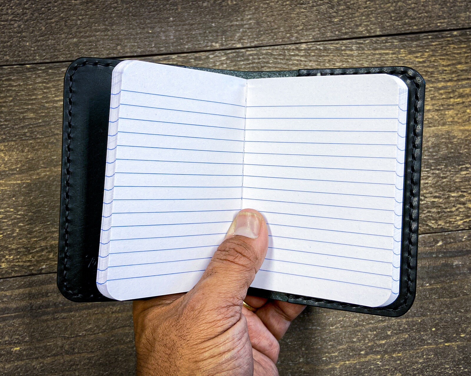 Pocket Notebook Black Leather Refillable cover with Mini Composition Book USA