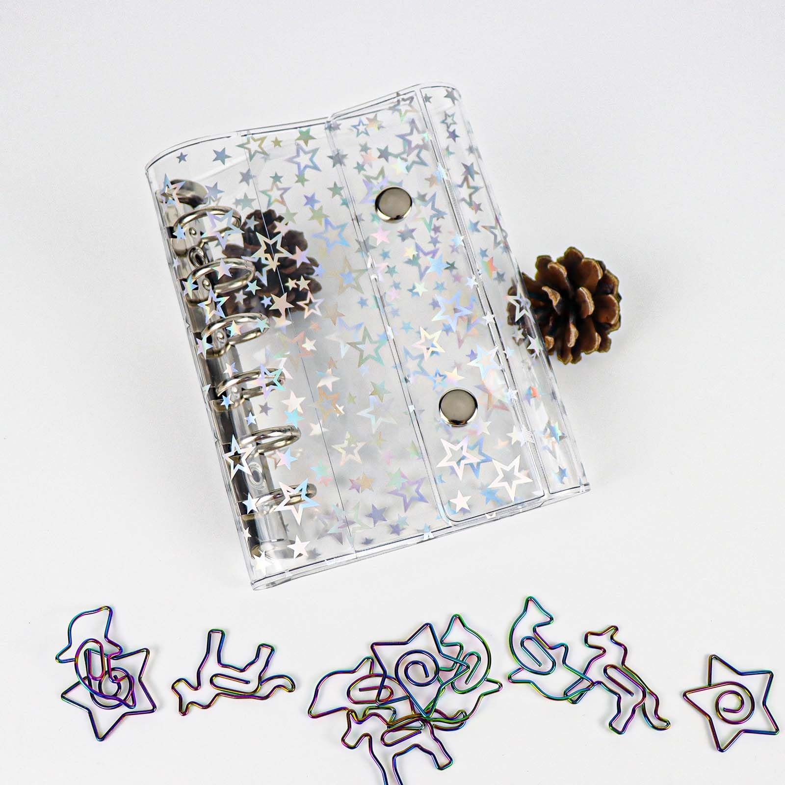 A8 Binder Cover PVC 5-Ring M5 Refillable Notebook Shell Laser Star Budget Bin…