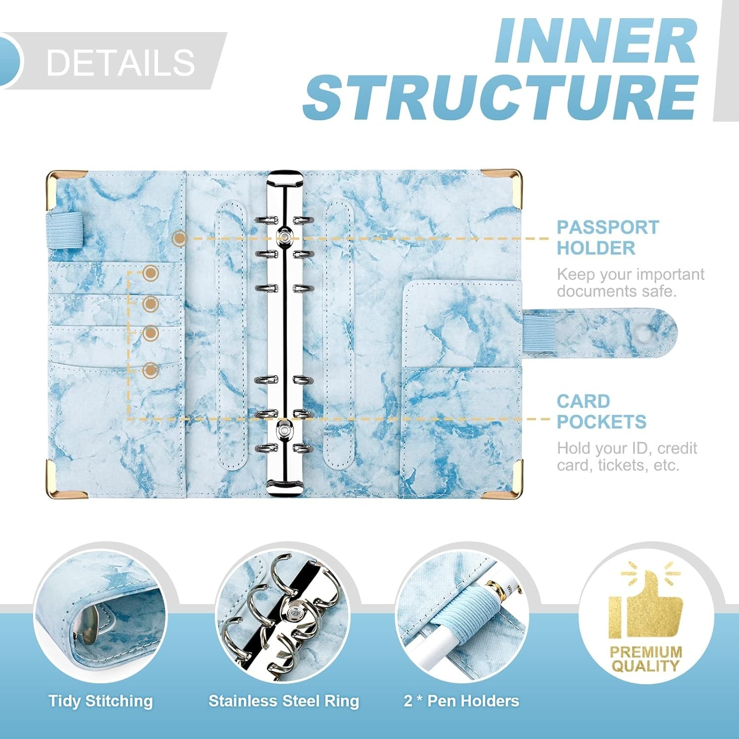 Waterproof 28-Piece Budget Planner with Cash Envelopes & Stylish Marble Cover