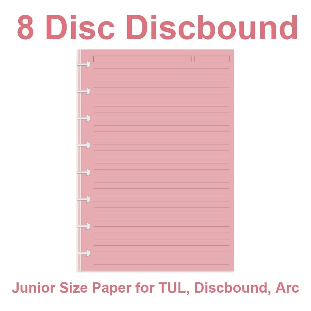 3-Pack Junior Discbound Lined Refill Paper, 300 Sheets, 110gsm, 5 Colors, 8-Disc