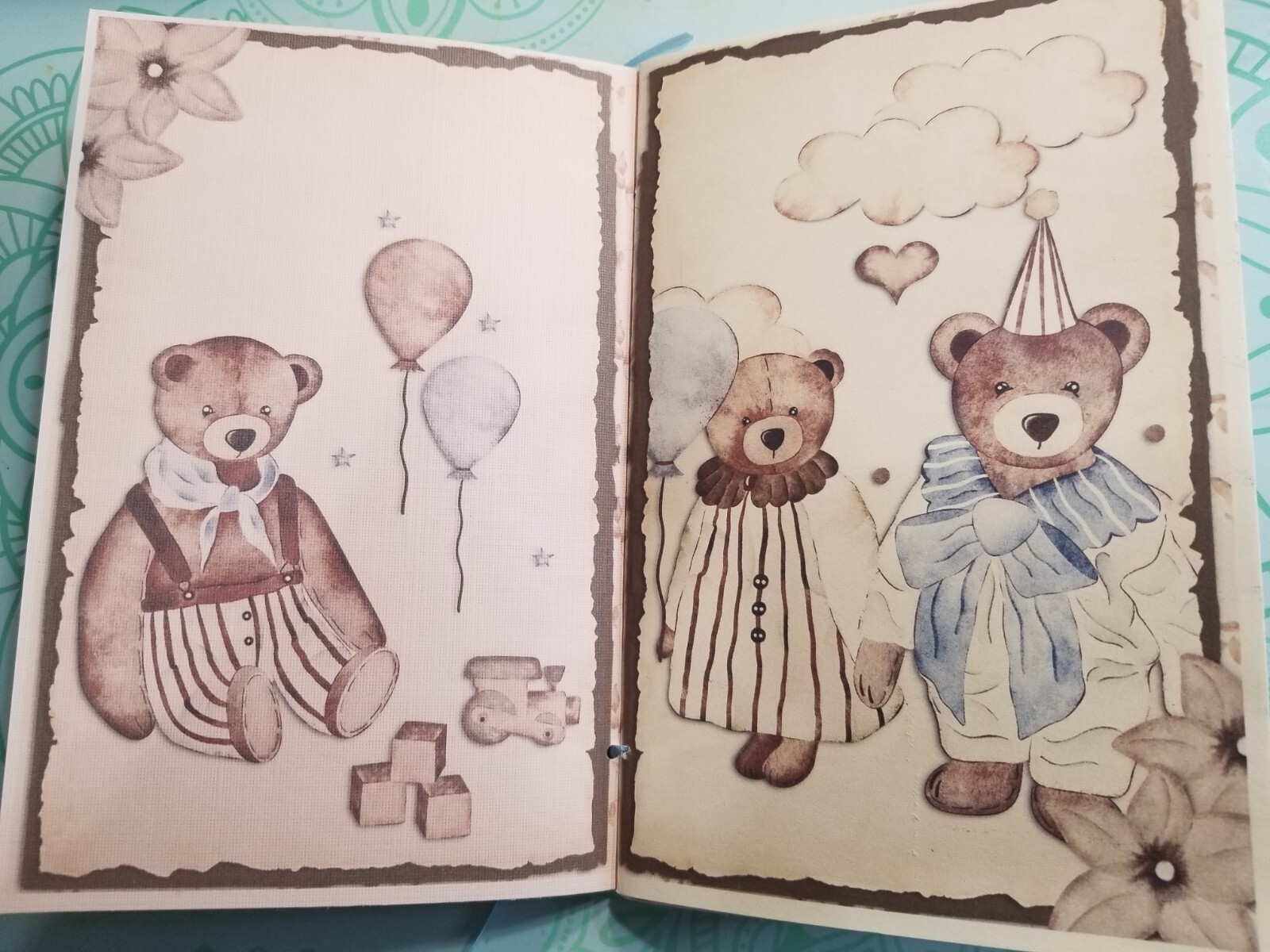 Junk Journal Blank Booklet “BABY BOY” HANDMADE Baby Album, LG 8.5″x5.5″ 40pgs