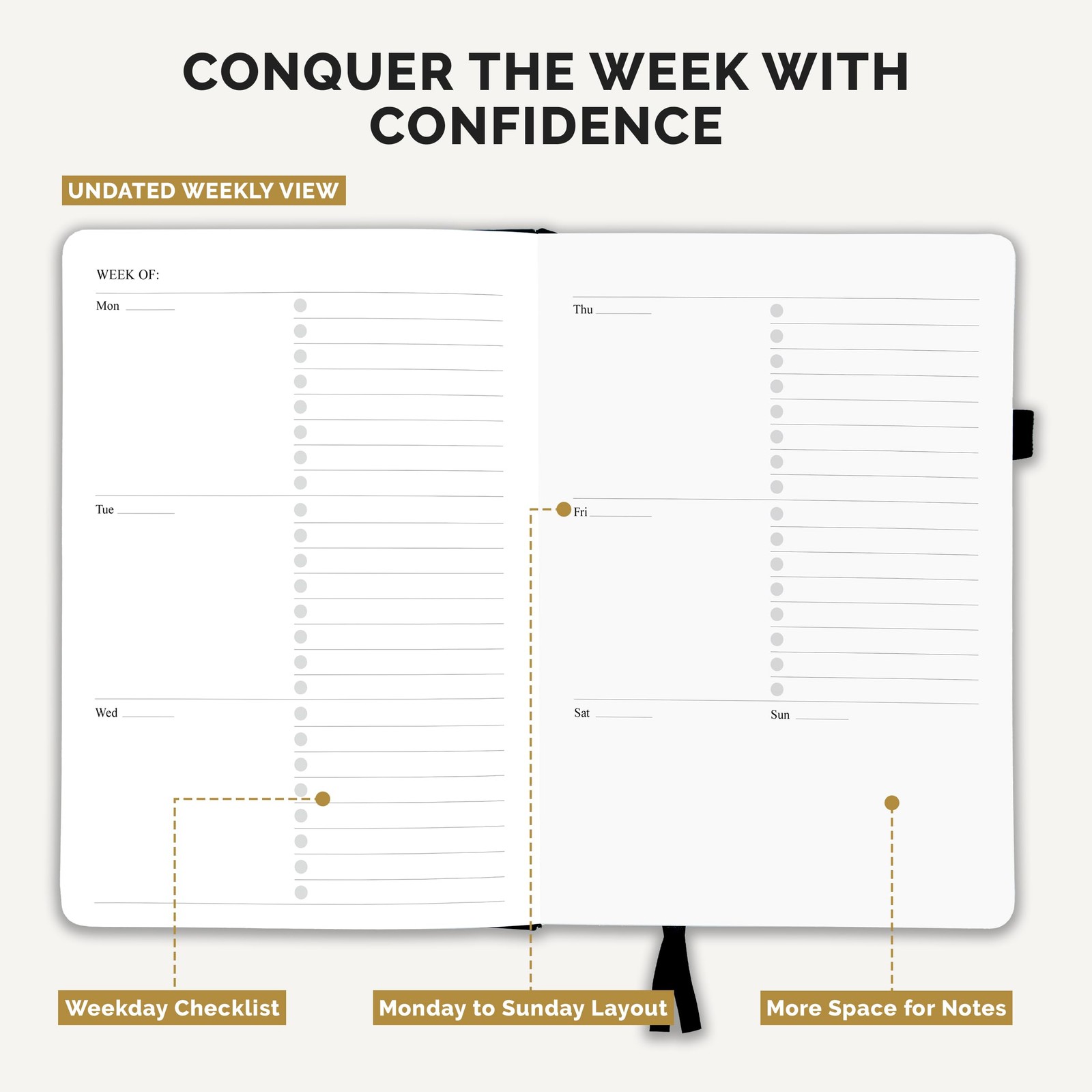 Decorably 240 Pages Gold Foil Monthly & Weekly Undated College Student Planne…