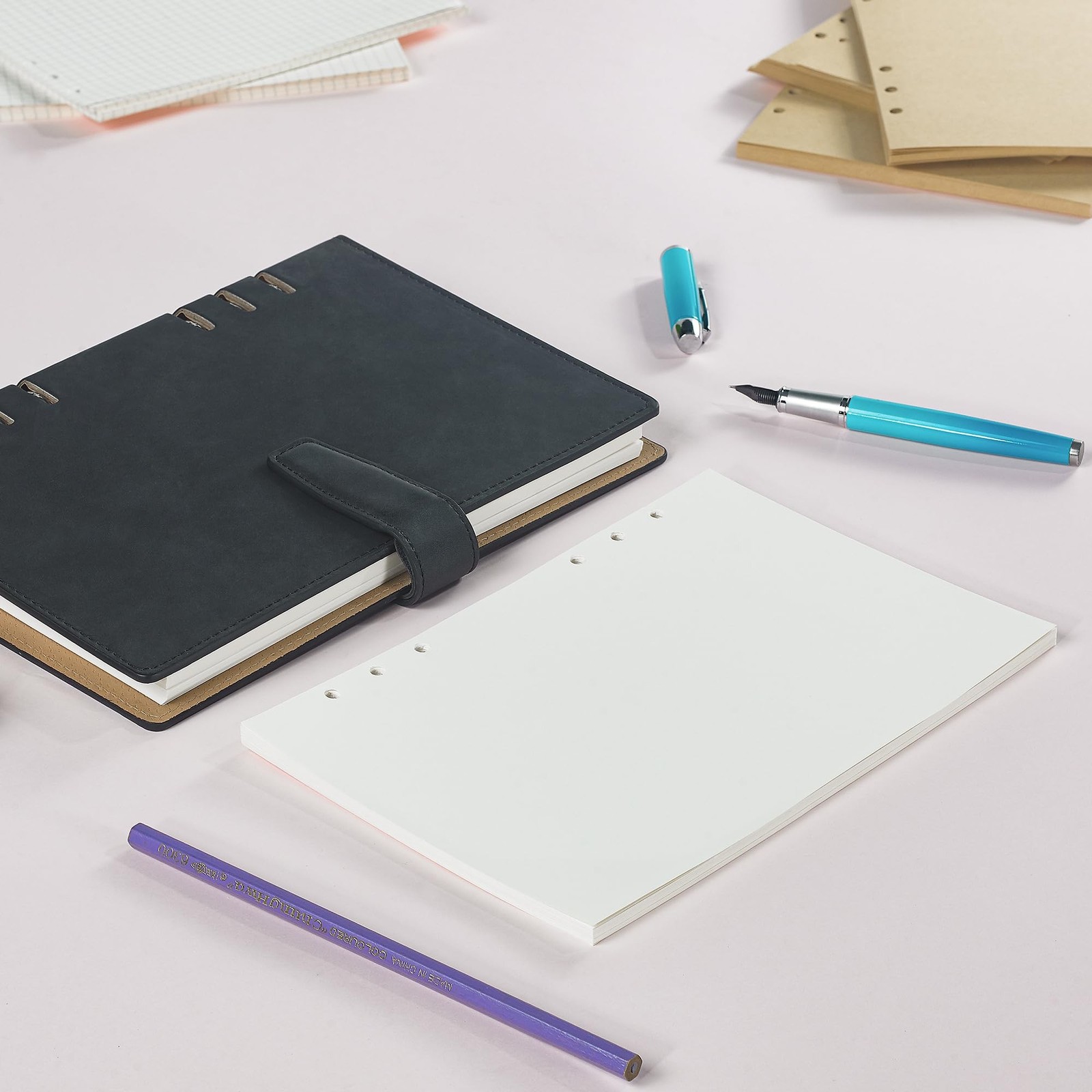 A5 Loose Leaf Refill Paper, 210x142mm, 135 Sheets Plain White Planner Refills…