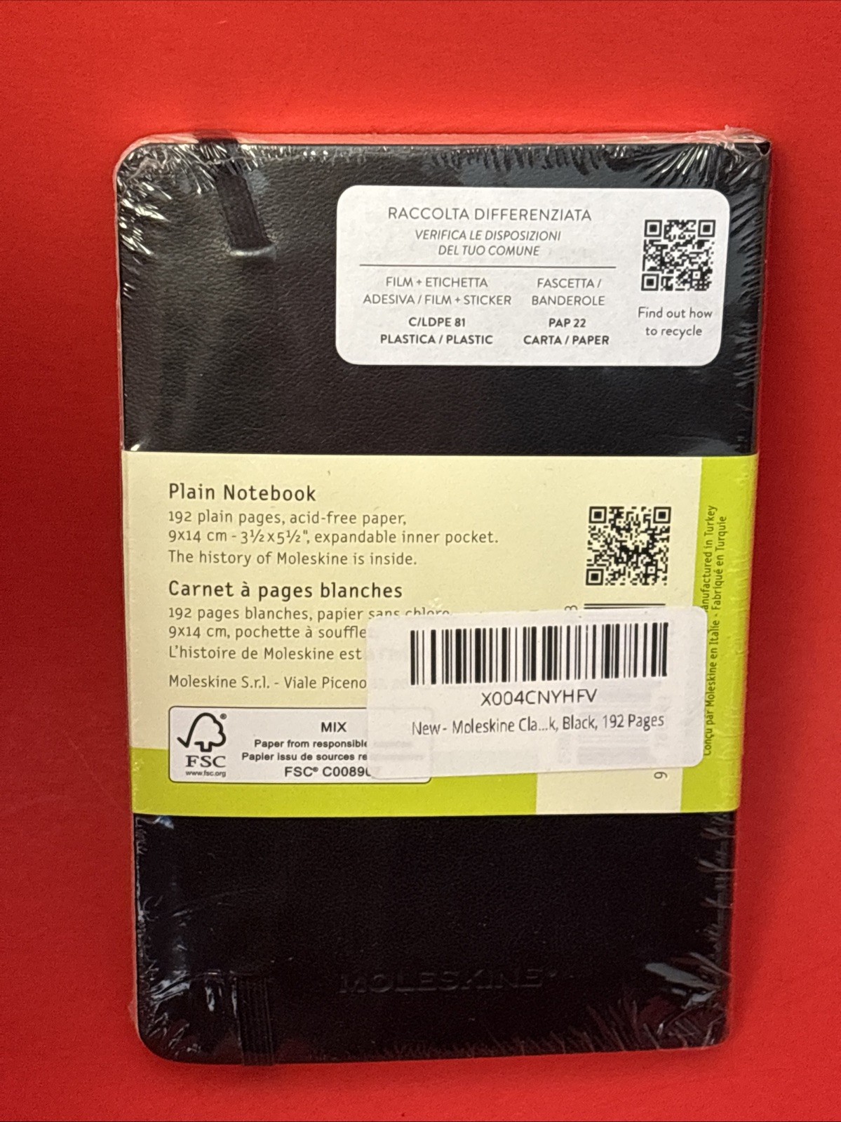 Moleskine Classic Pocket Soft Cover Notebook Black Plain 192 Pages (3.5×5.5″)