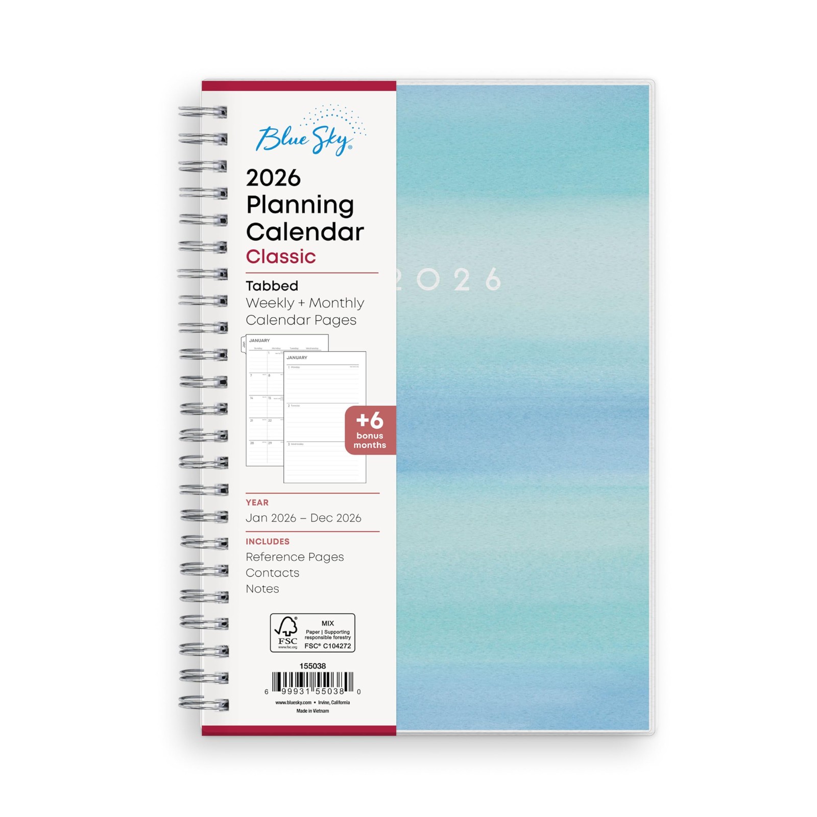 Blue Sky 2026 Weekly and Monthly Planner Calendar, January 2026 – December 20…