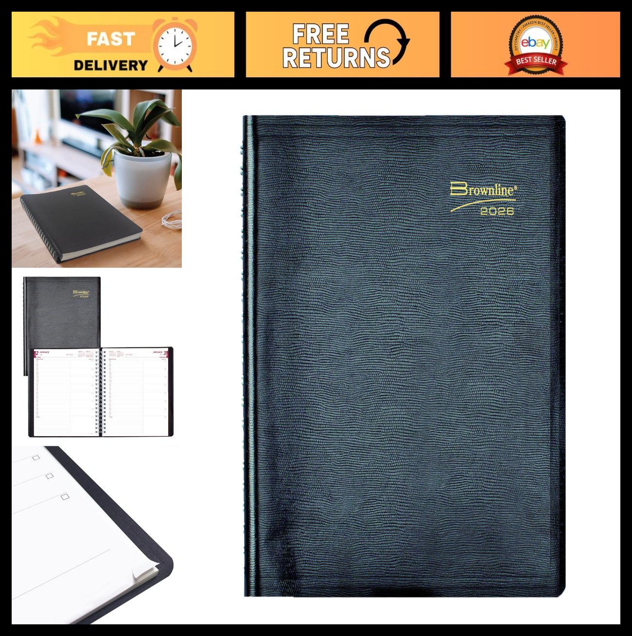 2026 Essential Daily Planner & Appointment Book, 12 Months, Twin-Wire, 11″x8.5″