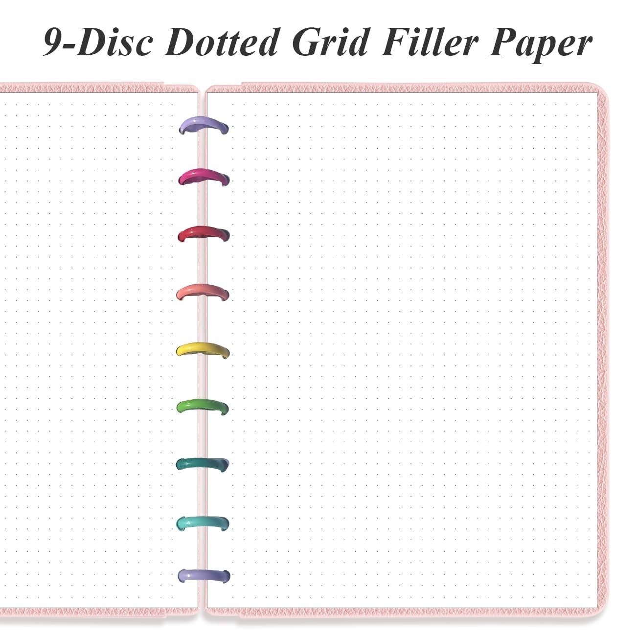 Yaridar 200 Sheets 9-Disc Discbound Dotted Grid Refill Paper Classic Size