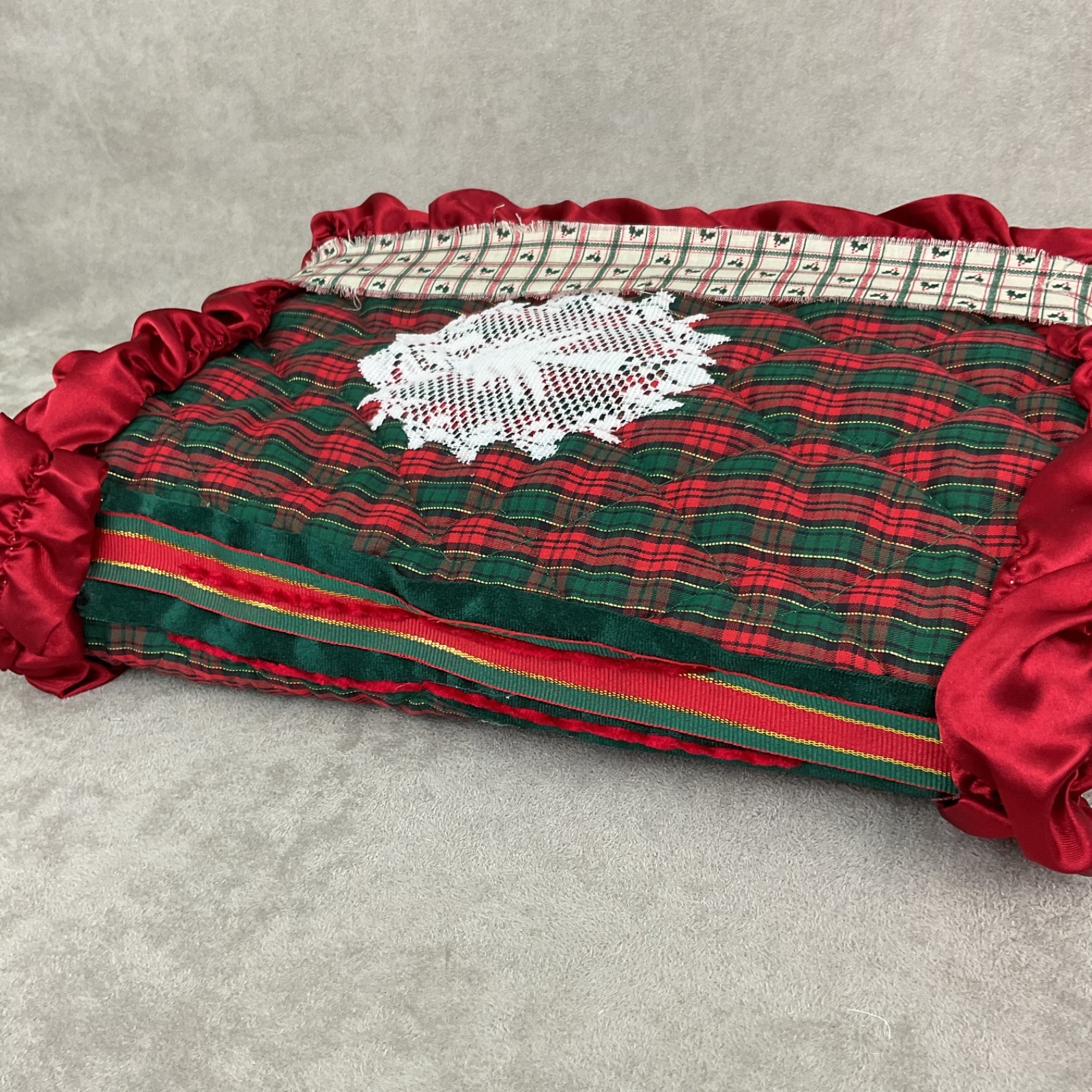 Handmade Christmas Junk Journal – 86 pages mixed media art book – quilted plaid