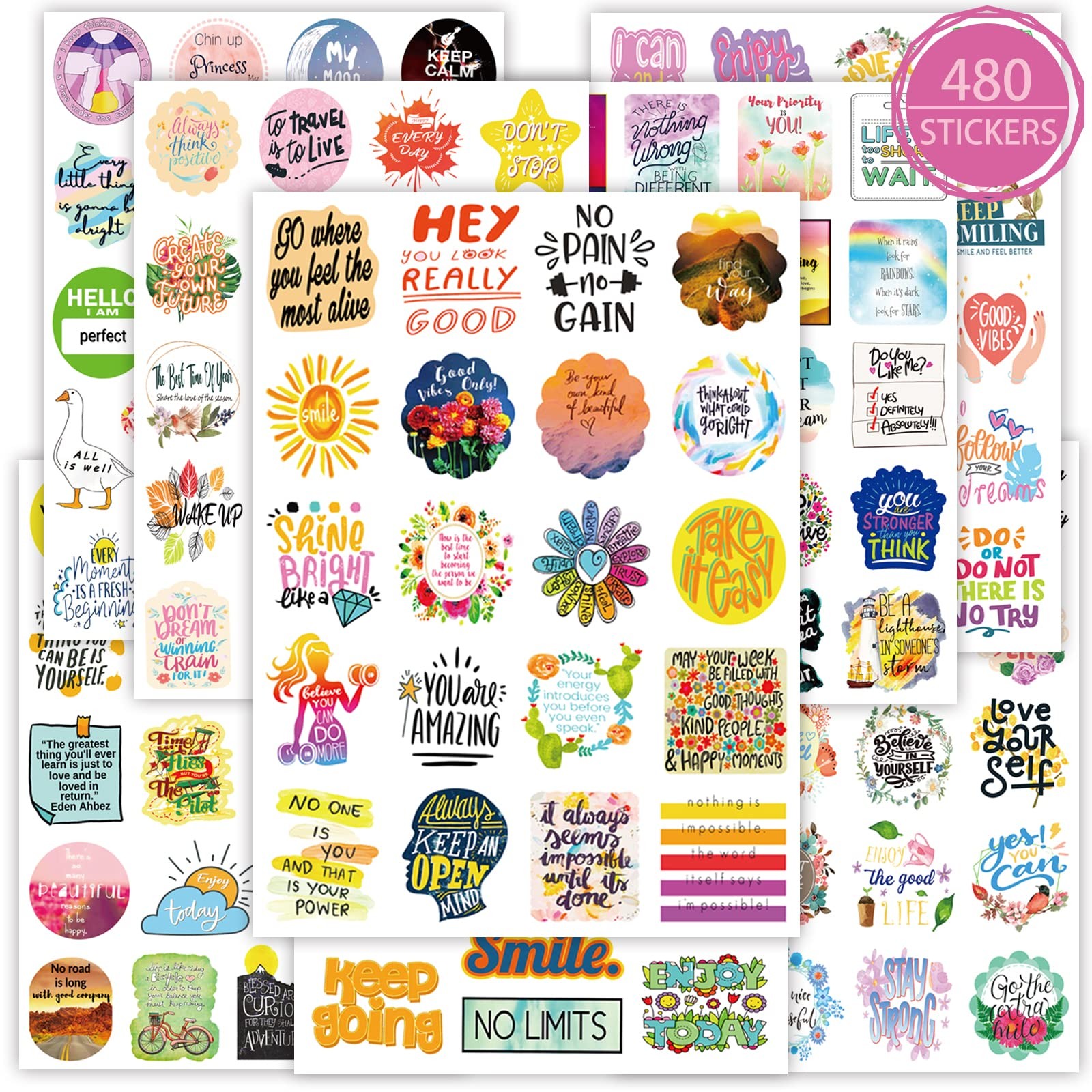 480 Pieces Inspirational Quote Daily Planner Stickers for Women Journaling Ca…