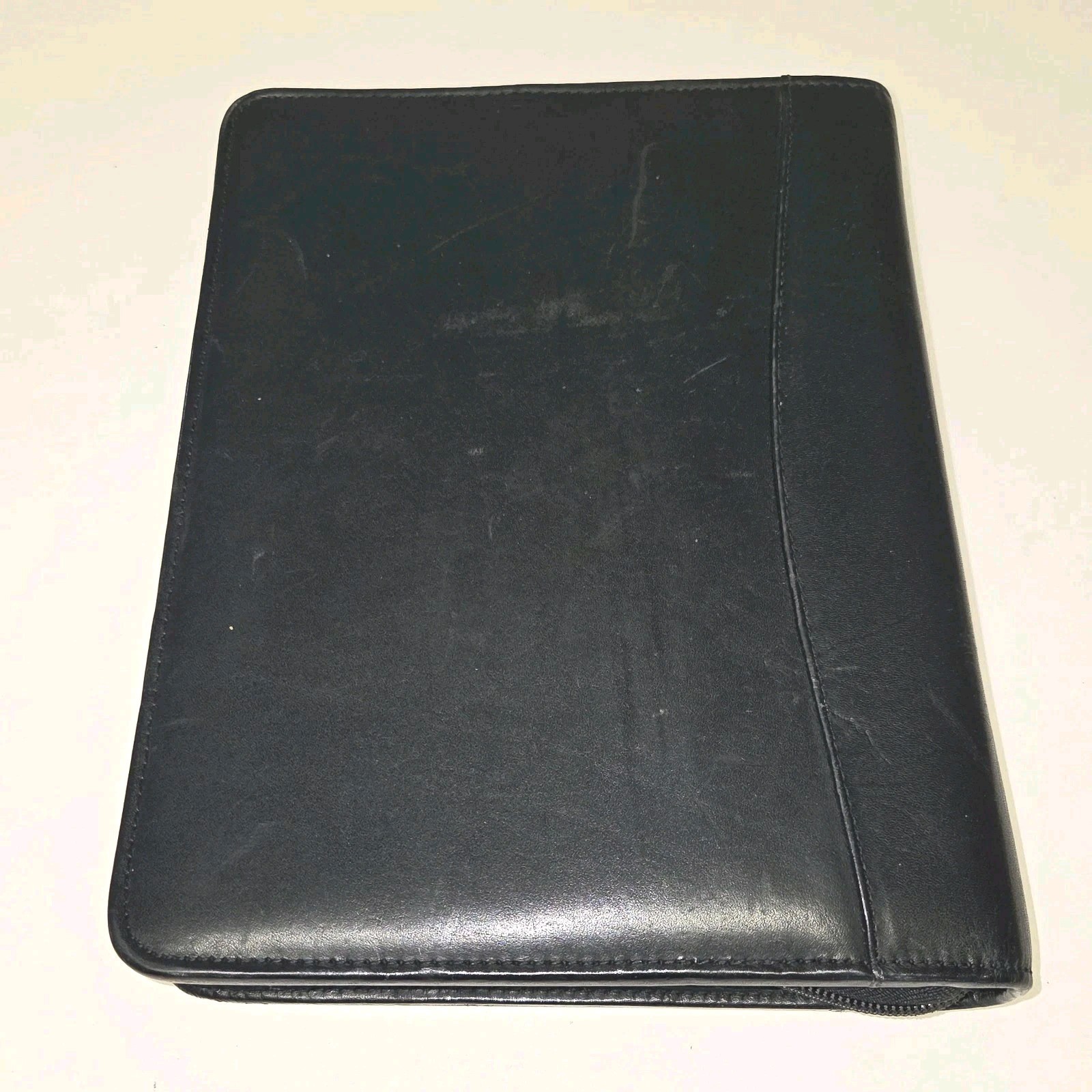 FRANKLIN COVEY Monarch 7-RING Binder Planner Black TOP GRAIN Leather Zipper USA