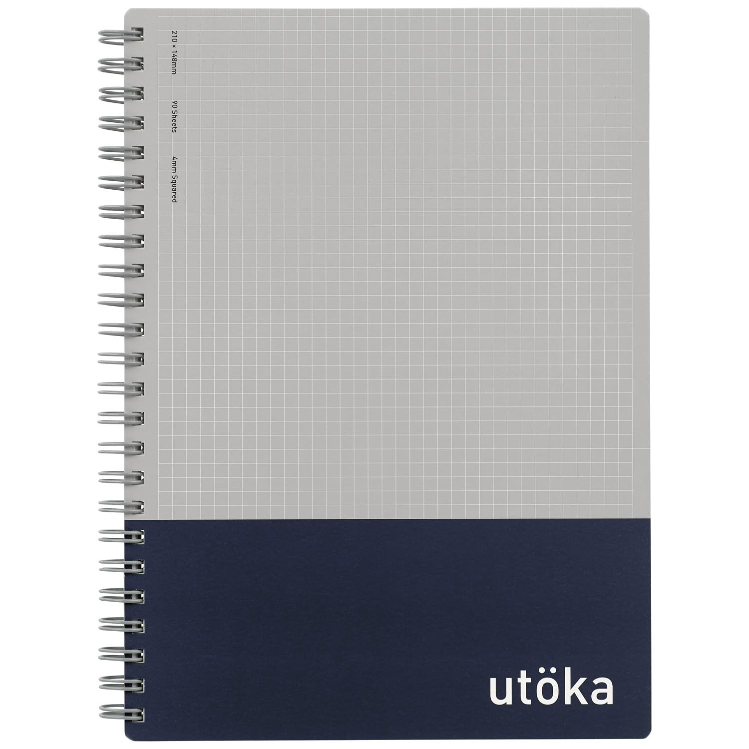 Maruman Utoka Grid Notebook- A5, 5.83″ x 8.27″, 90 Sheets / 180 navy