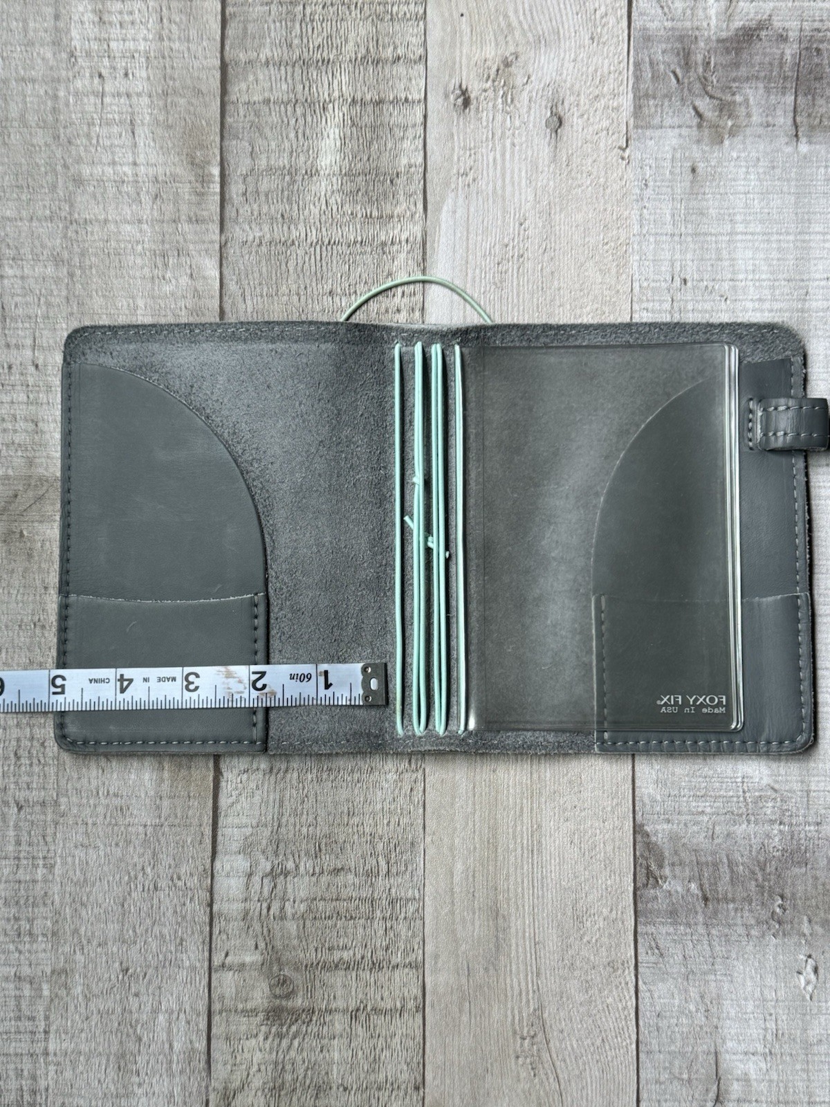 Foxy Fix Passport TN Grey Leather Traveler’s Notebook Holographic Accents