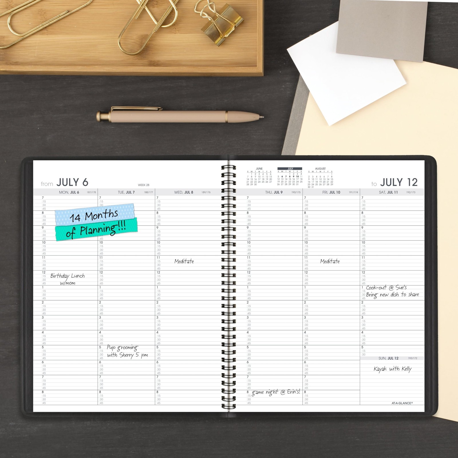 AT-A-GLANCE Planner 2026-2027 Weekly Academic 14-Month 7″ x 8-3/4″, Black