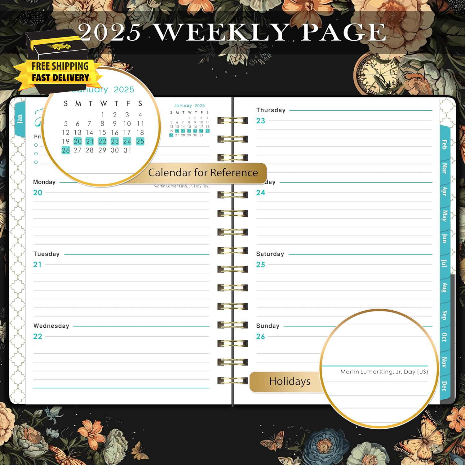 2025 Planner – Planner 2025, Jan.2025 – Dec.2025, 6.4″ X 8.5″, 2025 Planner Week