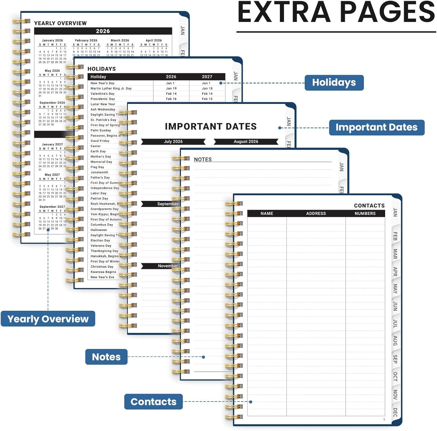 2026 Planner, Monthly and Weekly Calendar Planner for Women, Jan 2026 – Dec 2…
