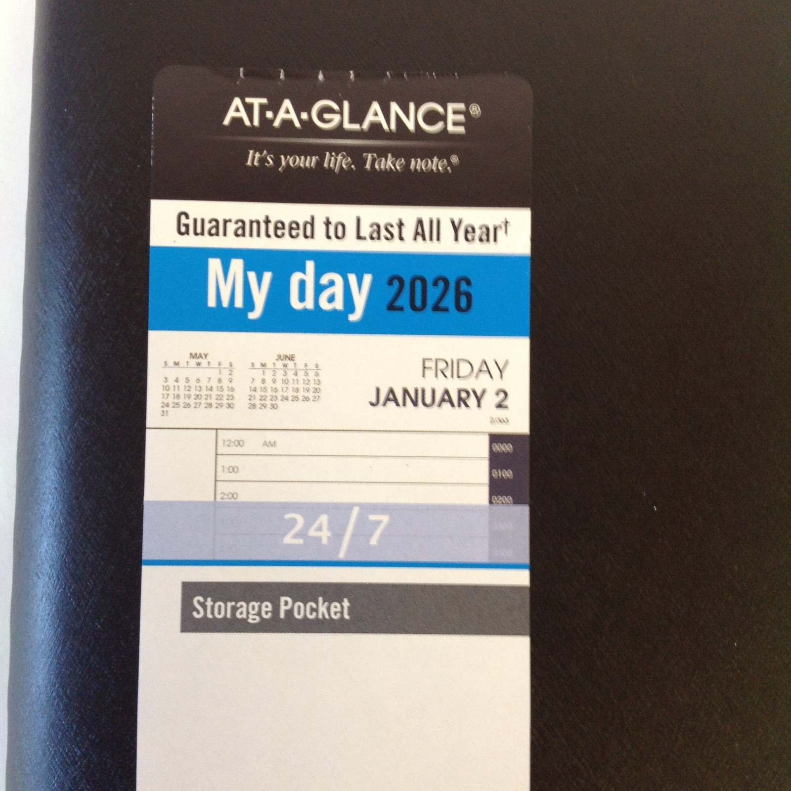 2026 At-A-Glance 70-824-05 My Day 24/7 Daily Appointment Book 7″ x 8-3/4″ Black