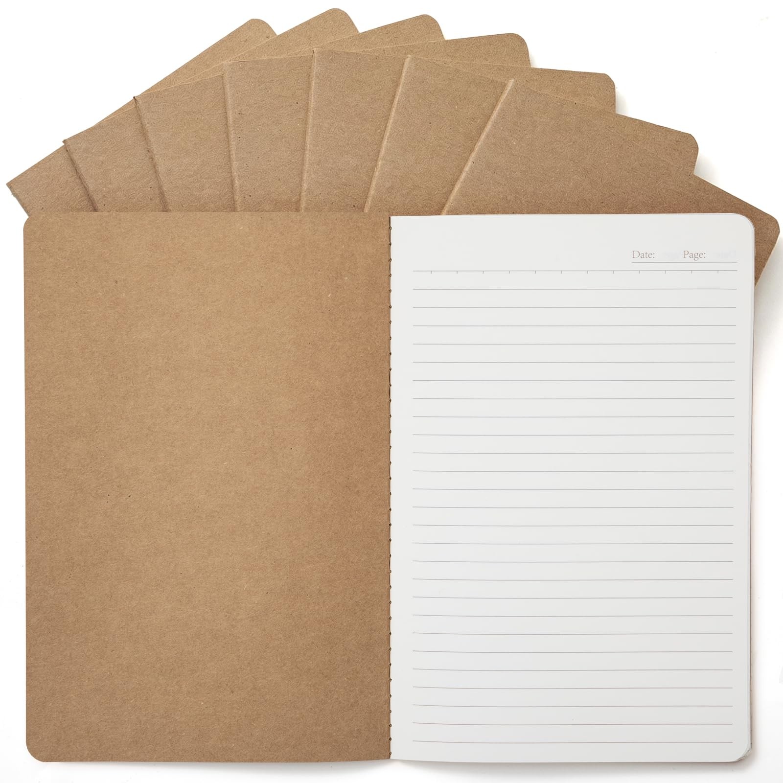 Foliom 8 Pack Kraft Notebooks Bulk A5, 60 Pages Lined Ruled Journals,…