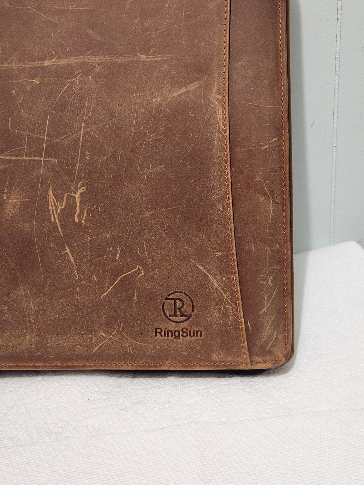 Ringsun Leather Portfolio Organizer with Zipper Padfolio